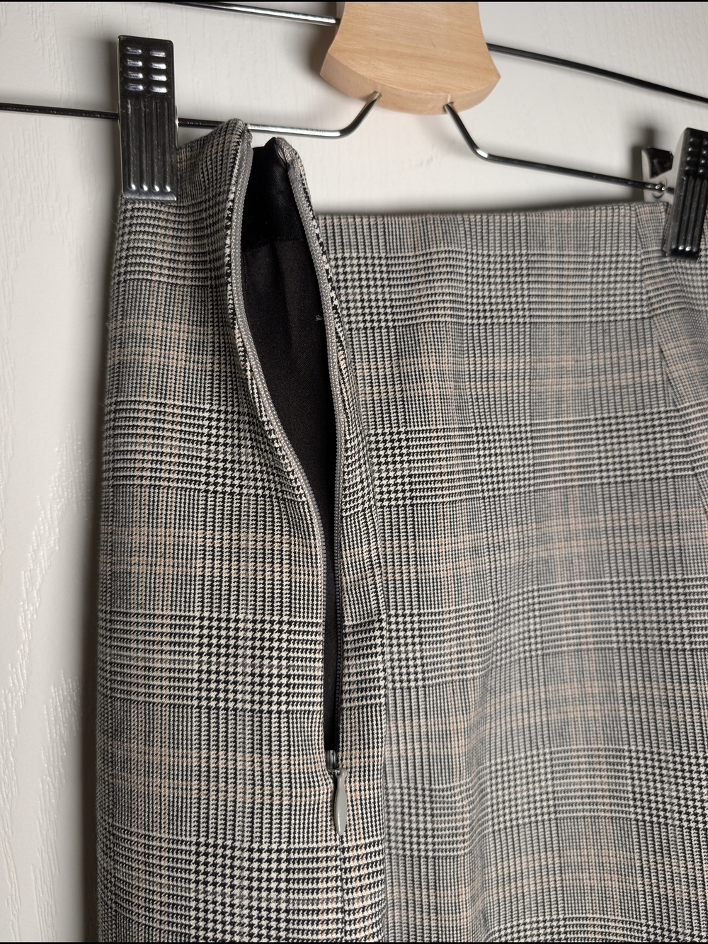 Aritzia Plaid A-Line Skirt in Gray and Tan - Picture 5 of 11